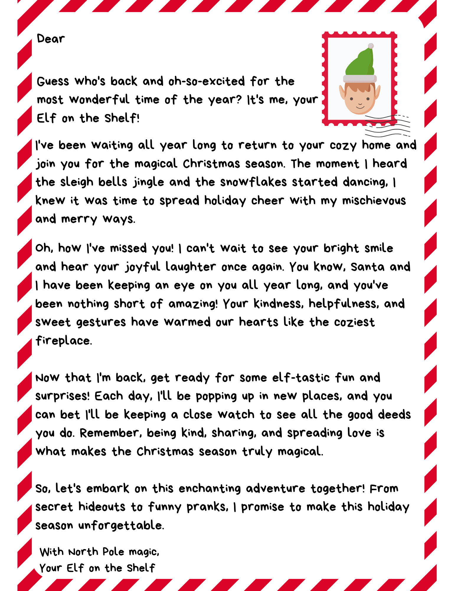 12 Free Elf on the Shelf Letters to Print 2024 - Download Cute Elf ...