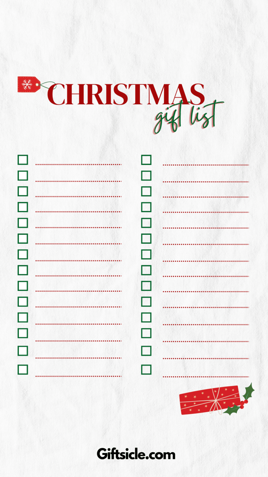 4 Free Christmas Gift Checklists 2024 - Printable Gift List Templates